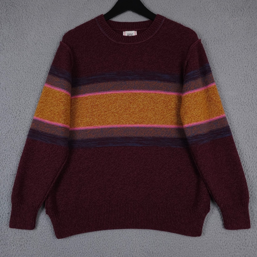 BDG Sweater Womens Small Red Orange Oaklyn Oversized Crew Neck Raw Edge Pullover